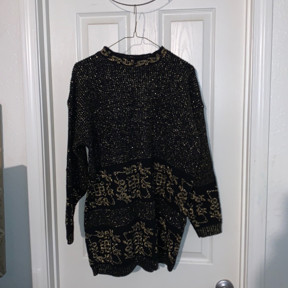 GFC New York sweater black with gold metallic trim